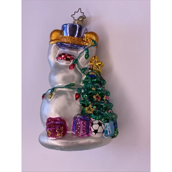Christopher Radko Snowman Glowman Glass Christmas Tree 5 in Blown Ornament - Picture 4 of 15
